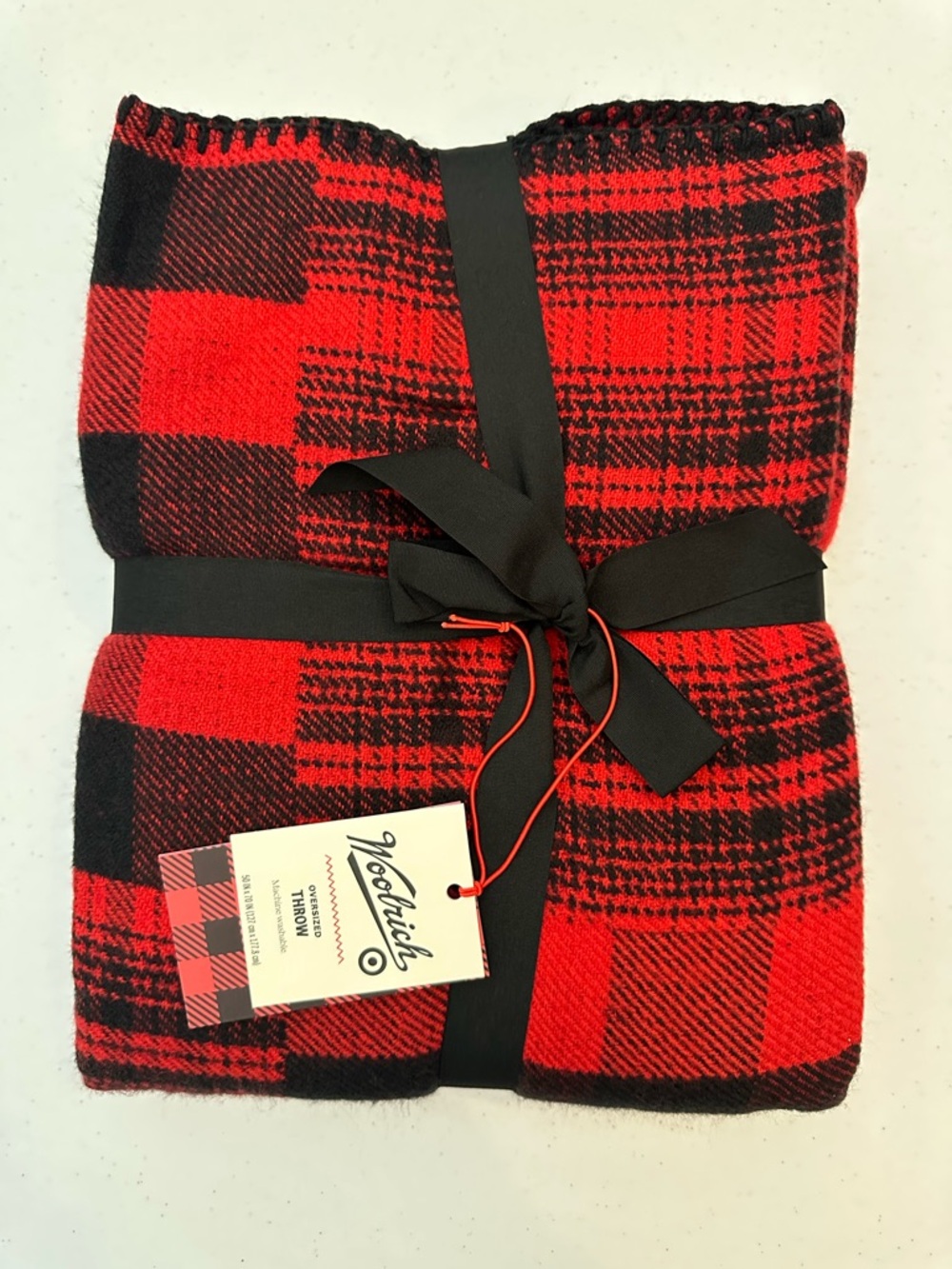 Woolrich Red and Black Buffalo Plaid Oversized Throw